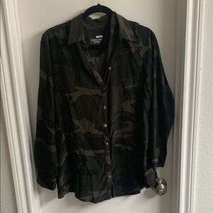 Johnny Was Green and Black Blouse